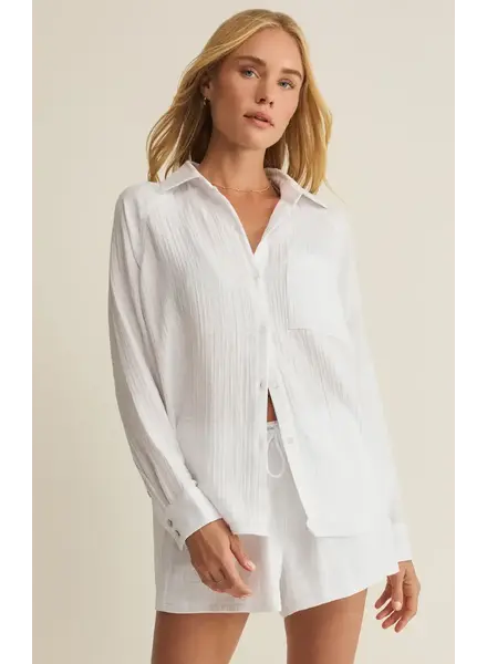 Z Supply The Perfect Airy Gauze Button Up | White