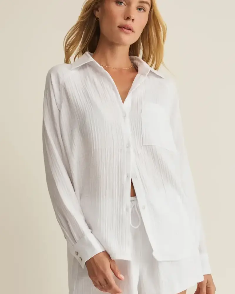 Z Supply The Perfect Airy Gauze Button Up | White