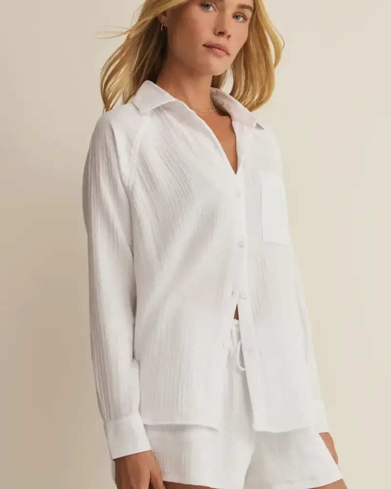 Z Supply The Perfect Airy Gauze Button Up | White