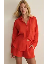 Z Supply The Perfect Airy Gauze Button Up | Red