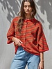 Tobi Knit Cardigan Stripe Top | Red
