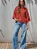 Tobi Knit Cardigan Stripe Top | Red