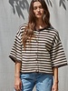 Tobi Knit Cardigan Stripe Top | Brown