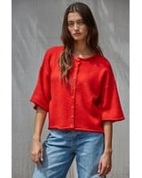 Tobi Knit Cardigan Top | Red