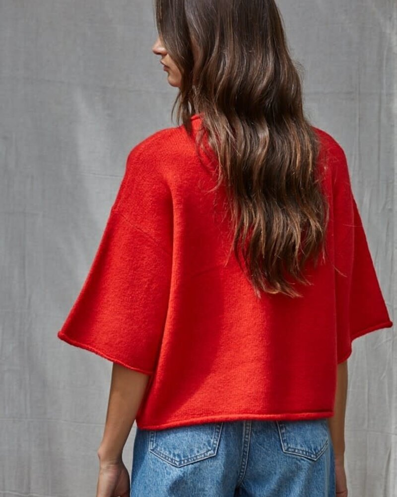 Tobi Knit Cardigan Top | Red