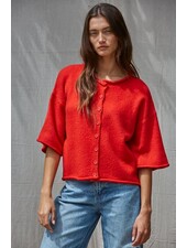 Tobi Knit Cardigan Top | Red