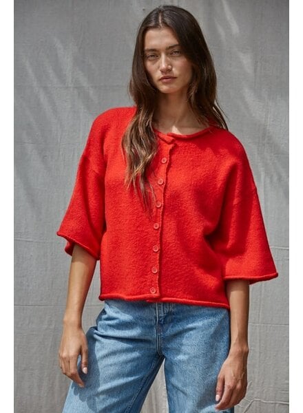 Tobi Knit Cardigan Top | Red
