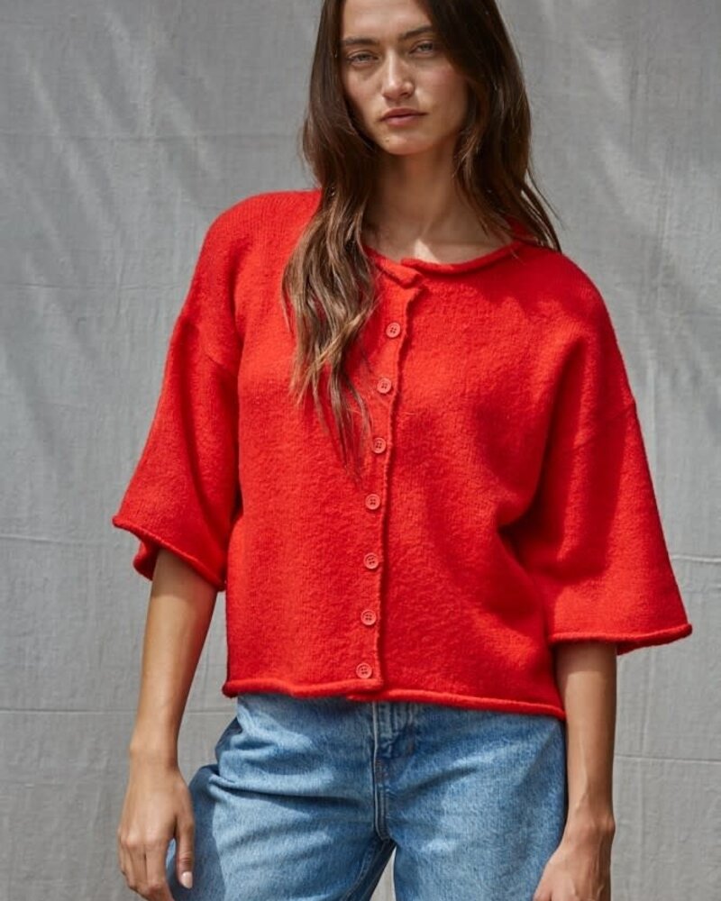 Tobi Knit Cardigan Top | Red