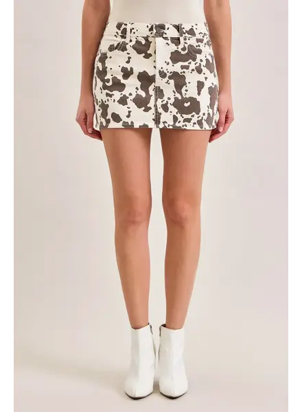 Peyton Cow Print Mini Skirt