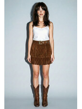 Rosette Fringe Mini Skirt | Brown