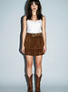 Rosette Fringe Mini Skirt | Brown