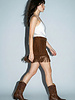 Rosette Fringe Mini Skirt | Brown