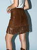 Rosette Fringe Mini Skirt | Brown