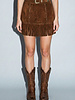 Rosette Fringe Mini Skirt | Brown