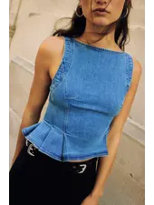 Free People Sunfaded Denim Top