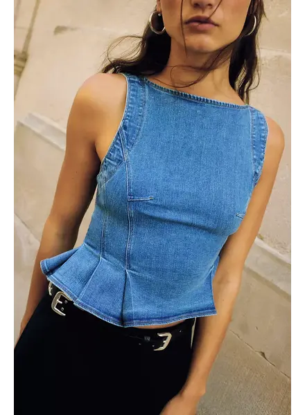 Free People Sunfaded Denim Top