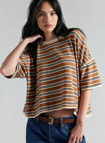 Free People Clean Rugby Tee | Almond