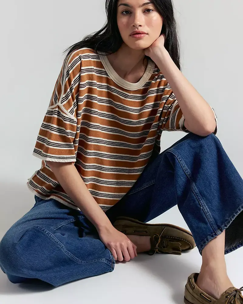 Free People Clean Rugby Tee | Almond
