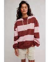 Free People Classic Striped Oversized Crewneck | Strawberry