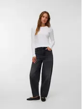 Vero Moda Billie High Rise Barrel Jean | Black 32 Inseam