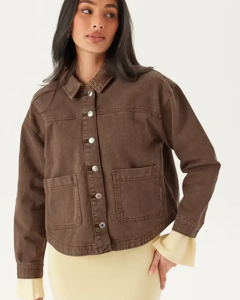 Vero Moda Jamie Denim Shacket | Chocolate