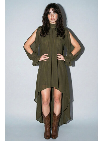 Heidi High Low Halter Dress | Olive