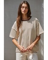 Landon Striped Tee | Chocolate Stripe