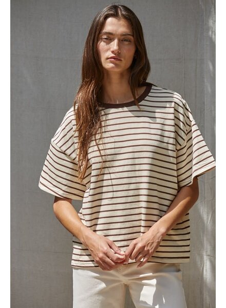 Landon Striped Tee | Chocolate Stripe