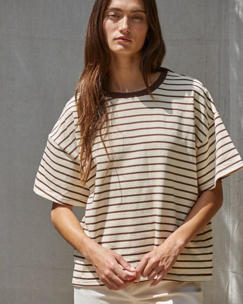 Landon Striped Tee | Chocolate Stripe