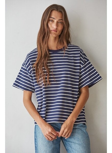 Landon Striped Tee | Navy Stripe