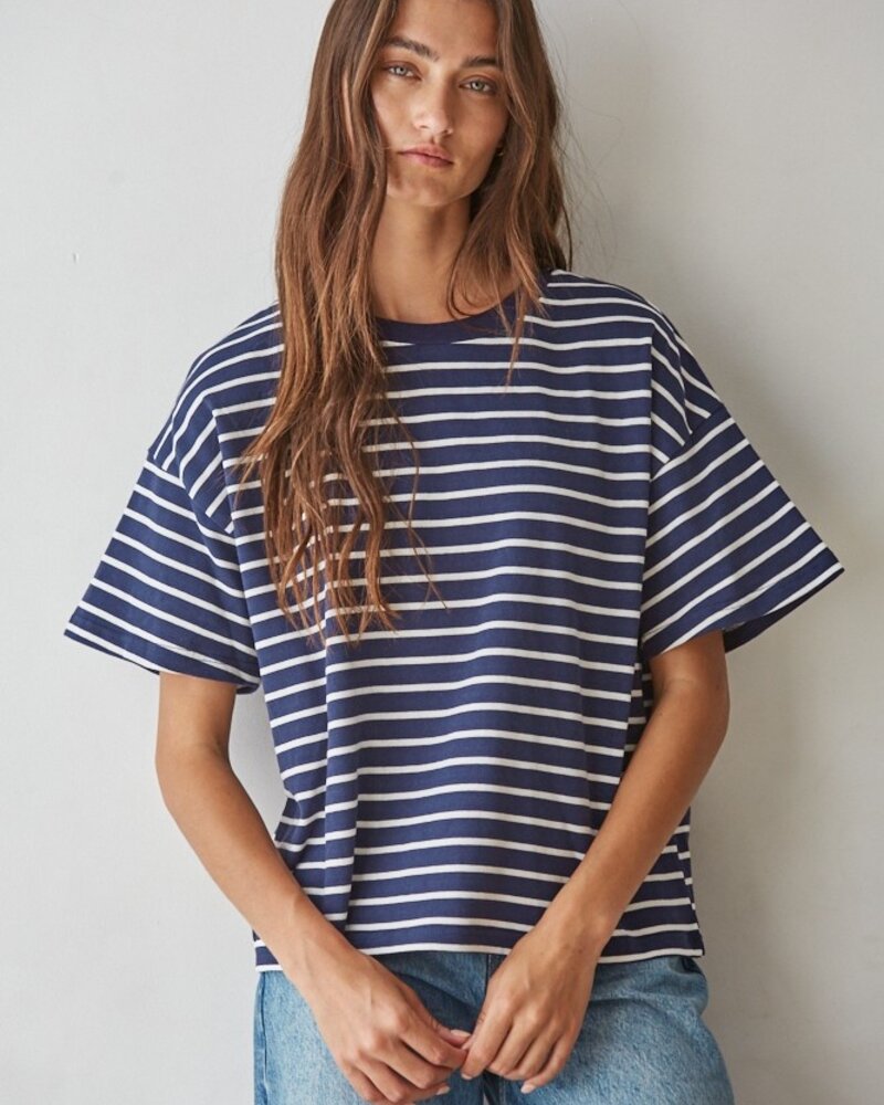 Landon Striped Tee | Navy Stripe