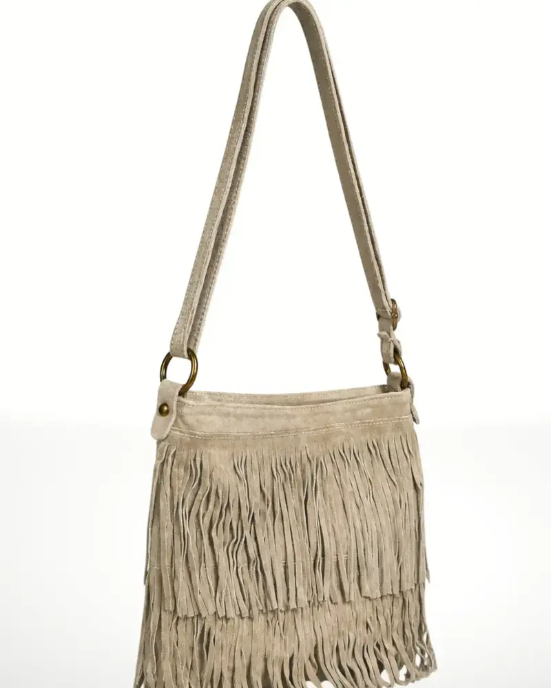 Keri Suede Leather Crossbody Bag | Taupe