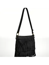 Keri Suede Leather Crossbody Bag | Black