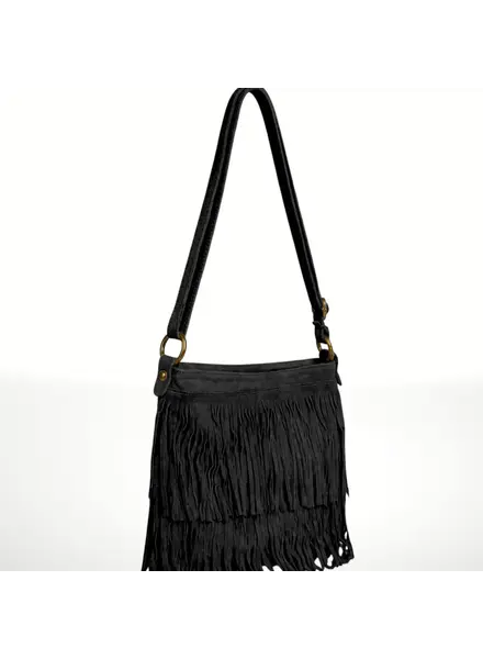 Keri Suede Leather Crossbody Bag | Black