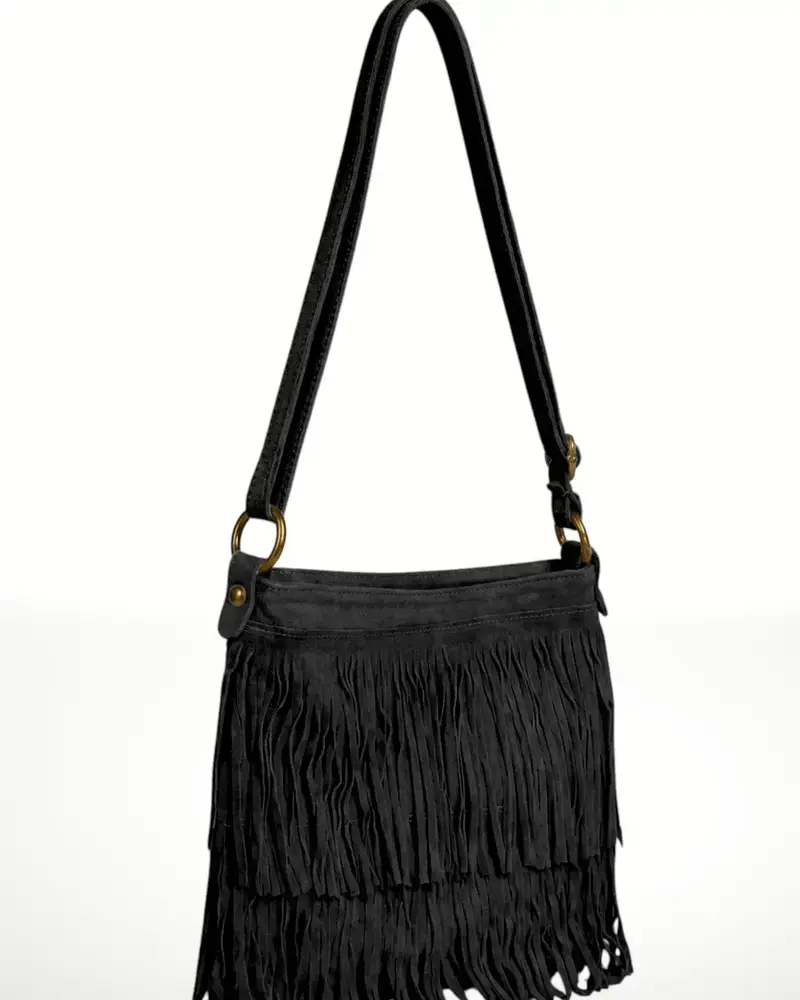 Keri Suede Leather Crossbody Bag | Black