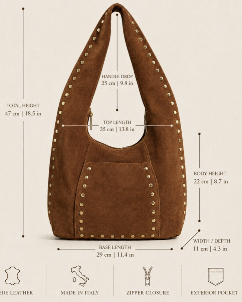 Kaden Suede Leather Bag | Brown