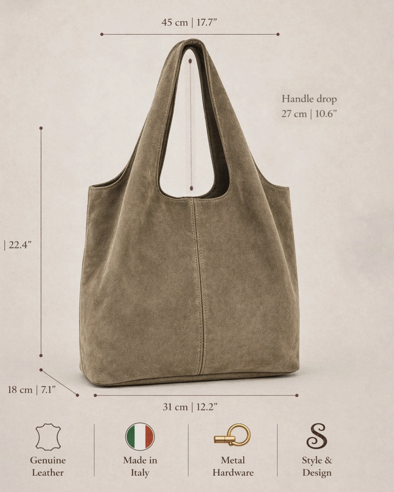 Sammie Suede Leather Tote Bag | Taupe