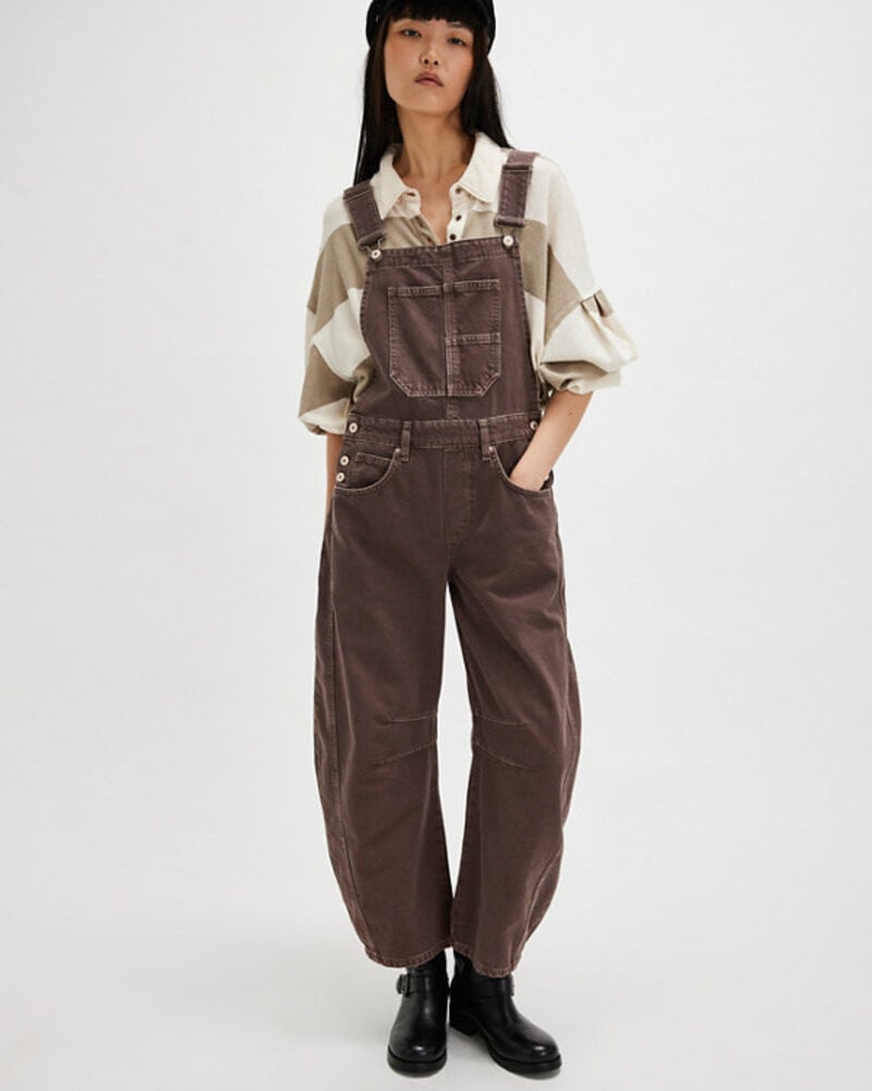 Free People Good Luck Barrel Overalls | Chocolate