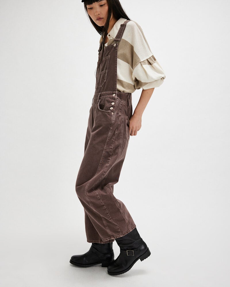 Free People Good Luck Barrel Overalls | Chocolate