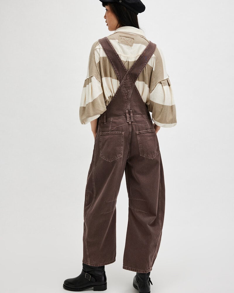 Free People Good Luck Barrel Overalls | Chocolate