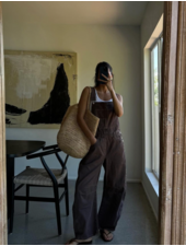 Free People Good Luck Barrel Overalls | Chocolate
