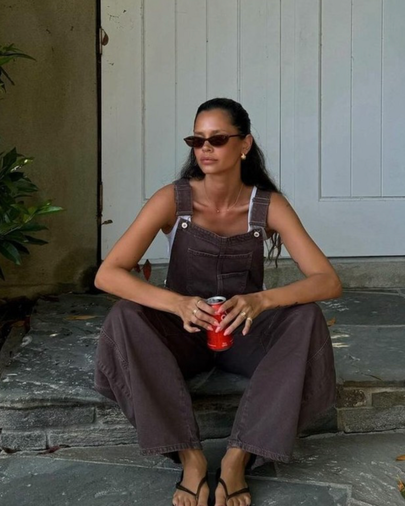 Free People Good Luck Barrel Overalls | Chocolate