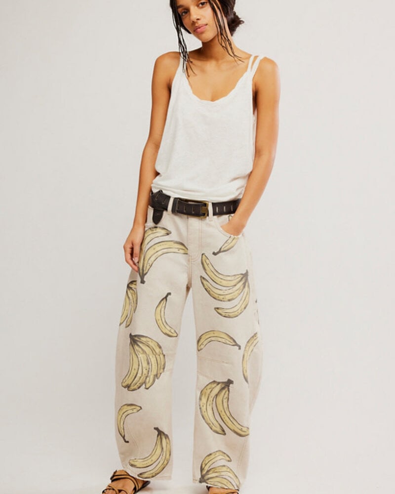 Free People Good Luck Printed Barrel Jeans | Bananas