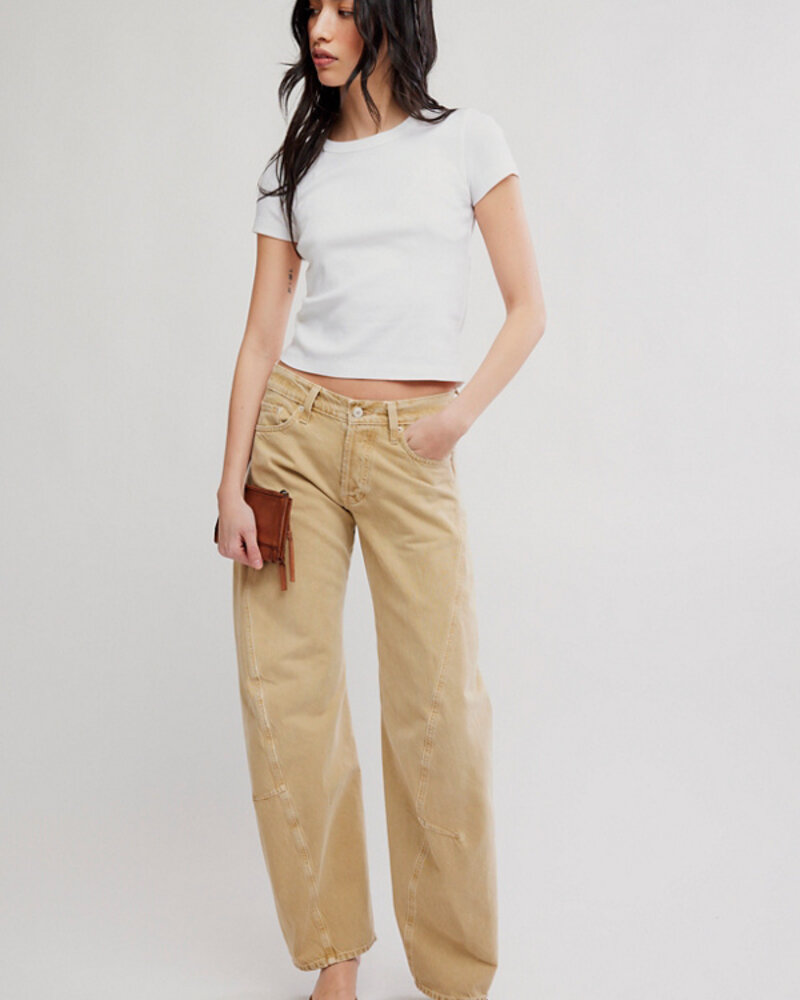 Free People Fable Low-Rise Twisted Bowed Jeans | Oat