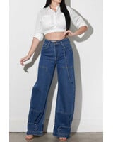 Shanny Snap Detail Wide Leg Jeans