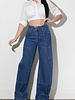 Shanny Snap Detail Wide Leg Jeans