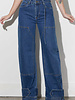 Shanny Snap Detail Wide Leg Jeans