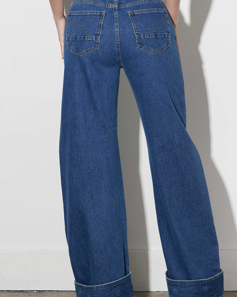 Shanny Snap Detail Wide Leg Jeans