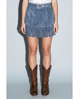 Rosette Fringe Mini Skirt | Blue