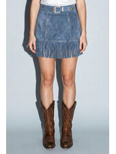 Rosette Fringe Mini Skirt | Blue